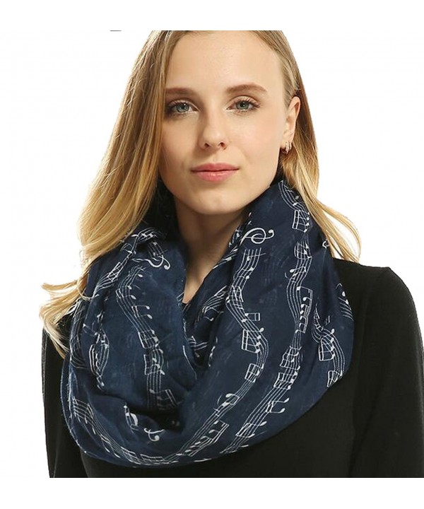 Ovetour Women's Fashion Music Note Print Infinity Scarf Shawl - Dark Blue - CK17YLZ7C4U