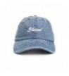 Blessed Cursive Baseball Dad Hat Cap - Denim - CI12O0EYY71