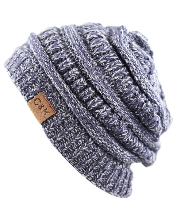 THE HAT DEPOT Cable Knit Beanie - Soft- Warm & Chunky Beanie Skull Hat - Denim Grey - CV12N2ET9BS
