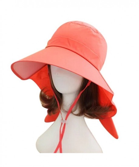Eforstore Women Outdoor UV protection Sun Hat Wide Brim Floppy Fold Beach Cap - Orange - CS12GEIDBAD