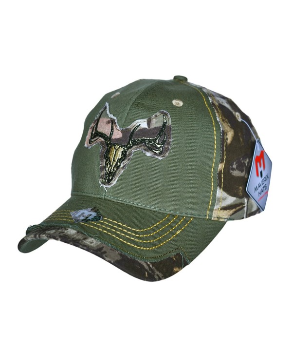 Maverix Deer Skull Camo Hat - Great Fit- High Quality- Amazing Details - Olive/Camo Rtz - C2184DLT0AE