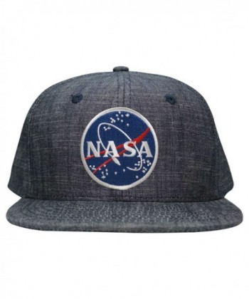 Washed Denim NASA Meatball Space Logo Patch Snapback Cap - Blu - C812ITQYHN9