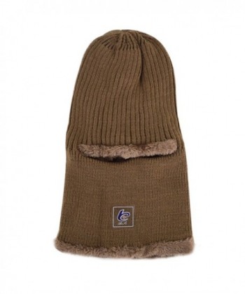 Editha Unisex Woolen Yarn Knit Beanie Hat Scarf Winter Warm Hoodie Hat Cycling Hiking Skull Cap - Khaki - C2187N592YK