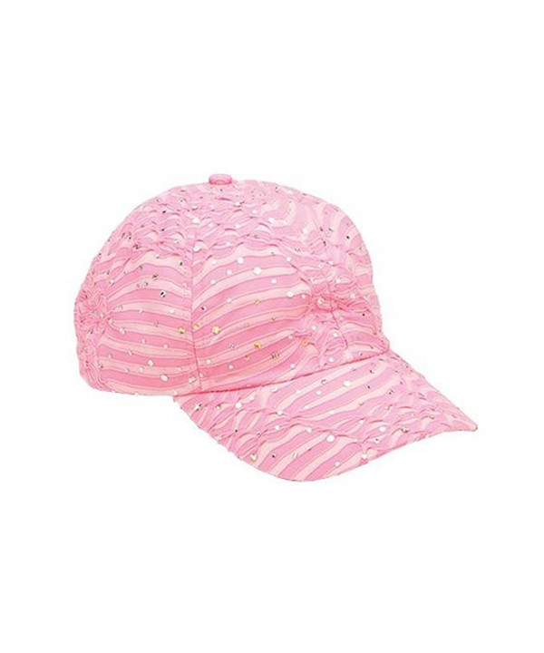 Glitzy Game Crystal Sequin Trim Women's Adjustable Glitter Baseball Cap PINK - C911U7YIWCT