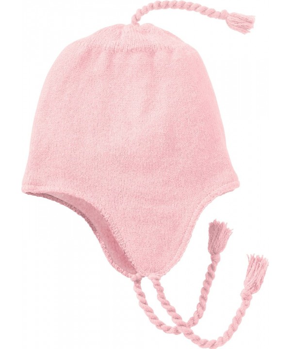 District Men's Knit Hat with Ear Flaps - Light Pink - CQ11QDS1M3J