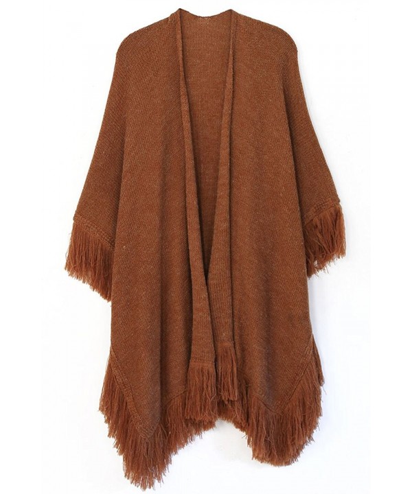 ScarvesMe Heathered Ruana with Soft Fringe - Rust - CC12LZB0B8F