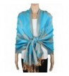 Achillea Two Tone Floral Roses Reversible Pashmina Scarf Shawl Wrap Stole 78" x 27" - Turquoise/Beige - CQ1865N6YN8