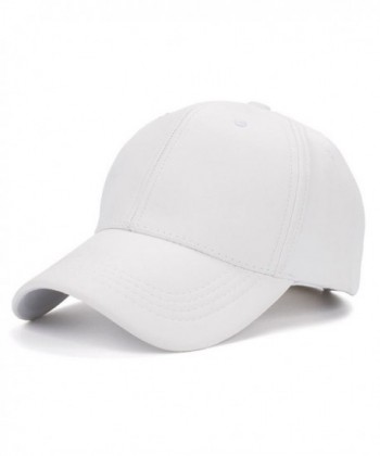 HH HOFNEN Faux Leather Baseball Cap Outdoor Sports Hats Caps For Women and Men - White - CN12O0F6BXD