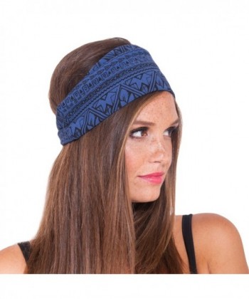 Organic cotton Tribal printed Fleece lined headband-Blue-One Size - Blue - CC11NUA8L6N