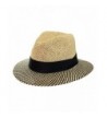 NYFASHION101 Teardrop Dent Two Tone Weaved Brim Panama Fedora Hat - CN124UO53QT