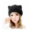 Women Hat - Knit Faux Fur Beanie Cat Ears Hat Caps for Women - C2188YG4E4U