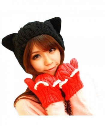 Women Knit Faux Beanie Ears