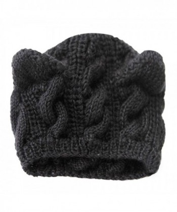 Women Knit Faux Beanie Ears in Women's Skullies & Beanies