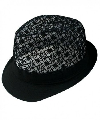 LerBen Women Summer Beach Colorful Brim Fedora Hat Sun Hats - Black - CS12G2KRA91