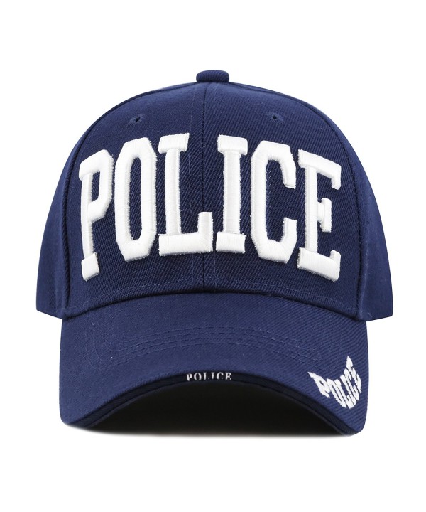 The Hat Depot 1100POLICE Police Logo Adjustable Cap - Navy White - CA126FJGOTH