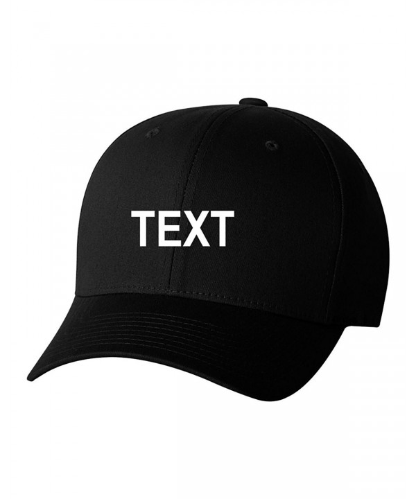 Flexfit Custom Name Embroidered 5001 V-Flex Twill Fitted Baseball Cap - Black - CH186M8OIQ2