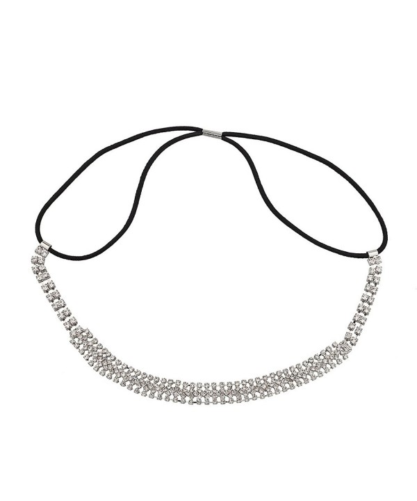 Lux Accessories Pave Crystal Bride Bridal Bridesmaid Wedding Stretch Headband - CD127ZWWML7