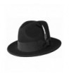 Differenttouch Men's 100% Wool Felt Soft & Crush-able Feather Fedora Hats He04 - Black - CB11N32P34R