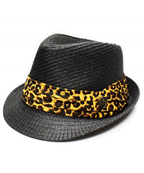 City Hunter Pms380 Leopard Trim Summer Fedora - Black (L/xl Size) - CC11DQPQ8JZ