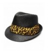 City Hunter Pms380 Leopard Trim Summer Fedora - Black (L/xl Size) - CC11DQPQ8JZ