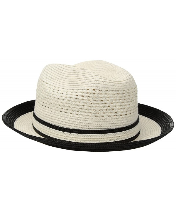 Country Gentleman Men's Noah Vented Fedora Hat With Two Tone Brim - White/Black - C617YT5955D