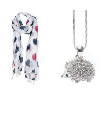 Lola Bella Gifts Hedgehog Lovers Scarf and Necklace Bundle - CB186QGRGR6