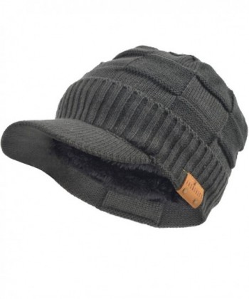 VECRY Men's Knit Cable newsboy Cap Cadet Cabbie Peak Cap Winter Hat - Check-grey - CF186O9A643