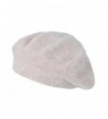 ililily Solid Color Angora French Beret Knit artist Flat Winter Hat - Beige - C8188YU29ZR