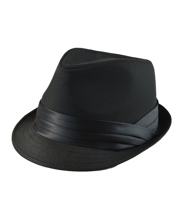 Mens Classic Fedora Plain Basic Solid Trilby Short Brim Hat S/M- L/XL AVL Black - CO12C50MEHL