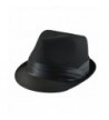 Mens Classic Fedora Plain Basic Solid Trilby Short Brim Hat S/M- L/XL AVL Black - CO12C50MEHL