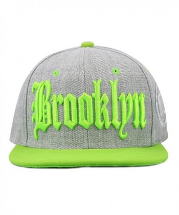 The Hat Depot 1300DHGBKN Designed Heather Grey Brooklyn Snapback Cap - Lime2 - CB12DQQI0NZ