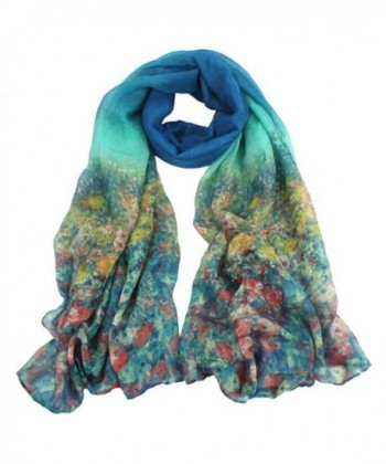 TAORE Soft Light Weight Vintage pastoral Print Sheer Infinity Scarf - Light Blue - C612M4DC54L