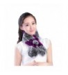 Venusfur Women's Knit Rabbit Fur Collar Winter Warm Scarf - Grey & Purple - CA12796RGGZ