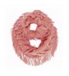 Soft Knit Ruffle Loop Scarf With Fringe - Pink - C811HYQ4SDF