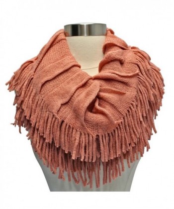 Salmon Pink Ruffle Scarf Fringe