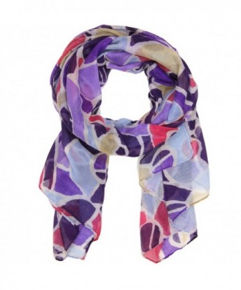 Bucasi Mosaic Print Scarf Modern Ladies Scarf - Purple - CQ11PNBF5OT