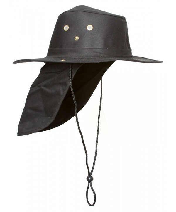 Top Headwear Safari Explorer Bucket Hat With Flap Neck Cover - Black - CY119CB6MS9