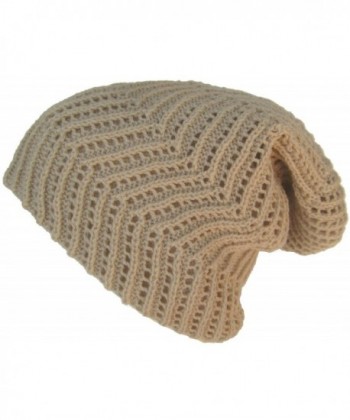 Headchange Ribbed Slouch Knit Beanie Reverse-able Oversize Cap - Cream - CL11W6GSXE3