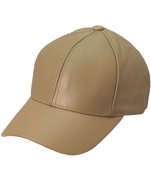 Genuine Leather Baseball Cap Hat Made In The USA (Khaki) - CG119TIUUNX