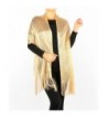 Women's Two Tone Modern Metallic Fishnet Acrylic Party Shawl Fringe Lurex Scarf - Gold/Gold - CU121DFQNOJ