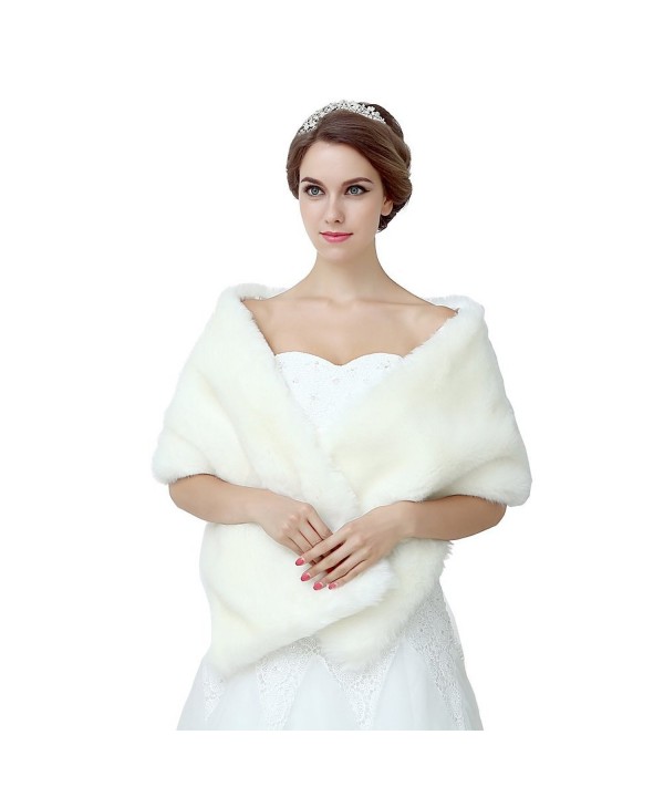 Diyouth Ivory Shawl Wrap Faux Fur Scarf Stoles for Wedding Dresses - Ivory - CM11PPFEFKX