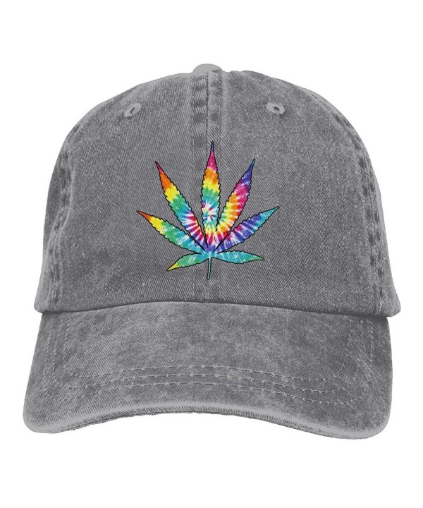 CDHLBNG Men and Women Weed Leaf Tie Dye Vintage Jeans Baseball Cap - Ash - CA189CZG88G