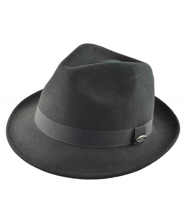 DPC Men's Wool Felt 2" Brim Fedora Black - C311FHESF35