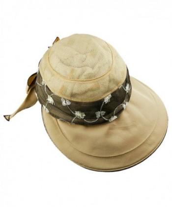 Samtree Womens Wide Large Brim Sun Hat 2 in 1 Golf Tennis Beach Visor Cap - Khaki - CF12HKGRRFJ