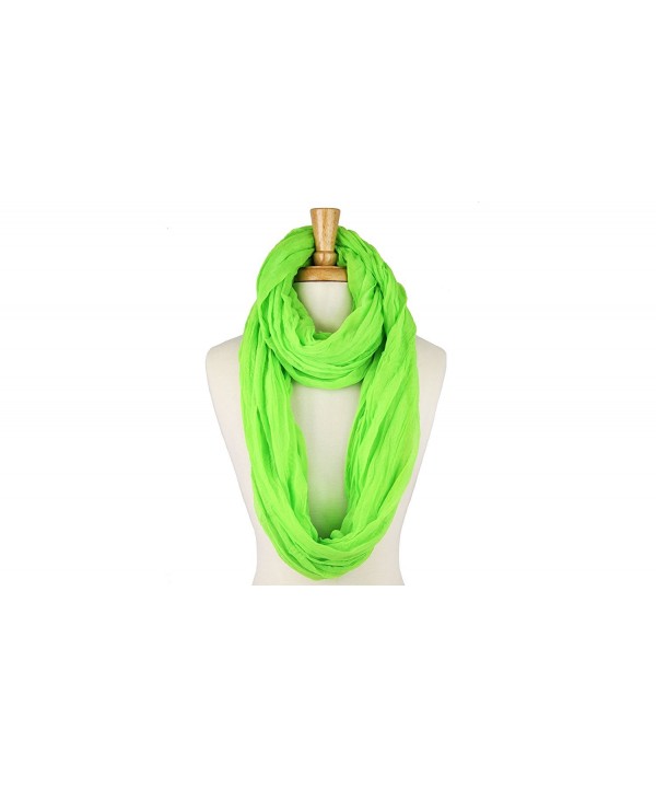 Feriamode Crinkle Solid Infinity Scarf - Lime Green - CH12I1VZ1WX