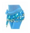 Women's Chiffon Belly Dancing Hip Scarf for Shimmy 1000 Shining Coins - Turquoise - C8186HHEMT3