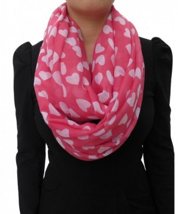 Lina & Lily Loving Hearts Print Infinity Scarf Valentine's Day Gift - Pink&white - CP11SMPGD9T