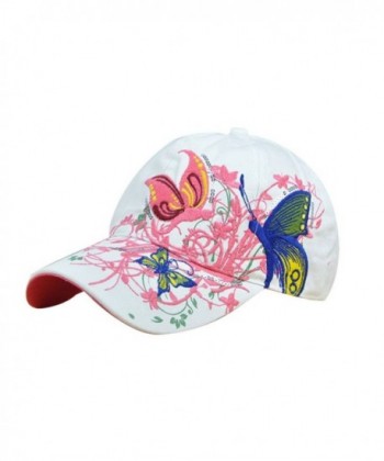 Etosell Flowers Butterfly Embroidered Golf Hat Adjustable Baseball Cap - White - C21241691BJ