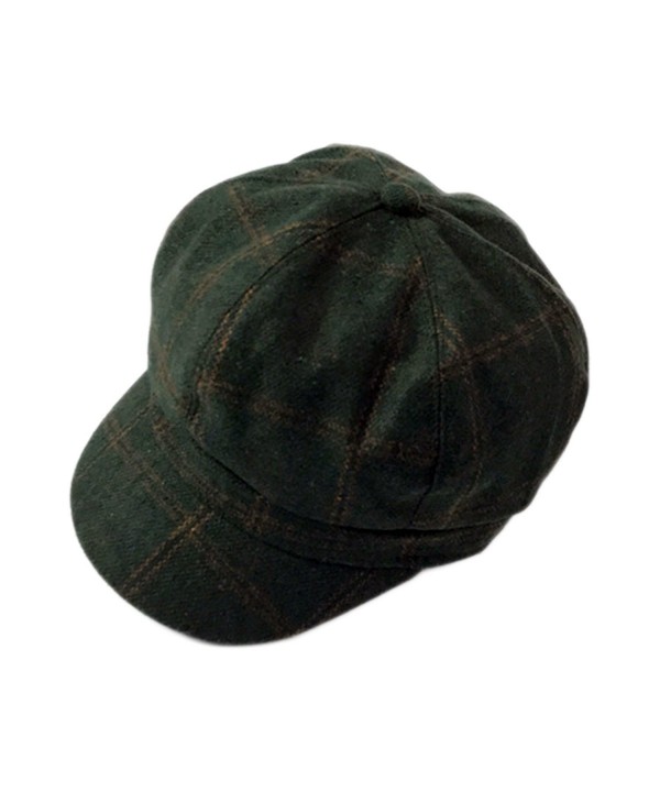 ZLSLZ Womens Woolen Tweed IVY British newsboy Cabbie Gatsby Beret Painter Hat Cap - Green - C4186R7OEDQ