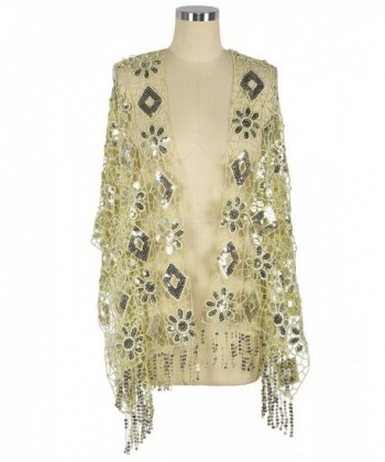 Kayamiya Women's 1920s Scarf Sequin Deco Fringed Wedding Cape Evening Shawl - 3 - CF188USW5R2